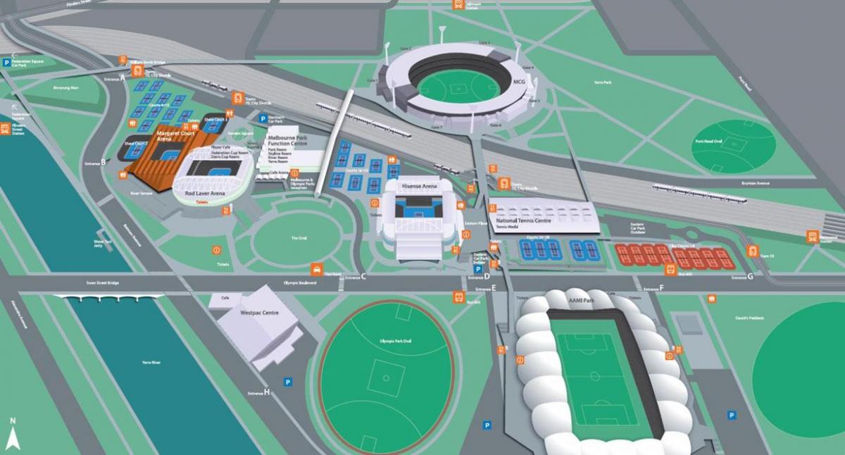 मेलबोर्न ओलंपिक पार्क का नक्शा