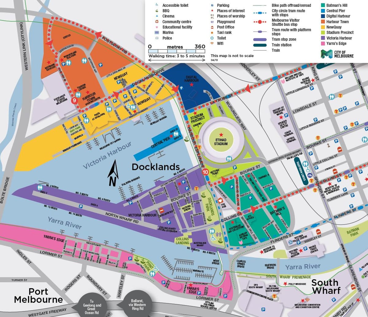 docklands नक्शा मेलबोर्न