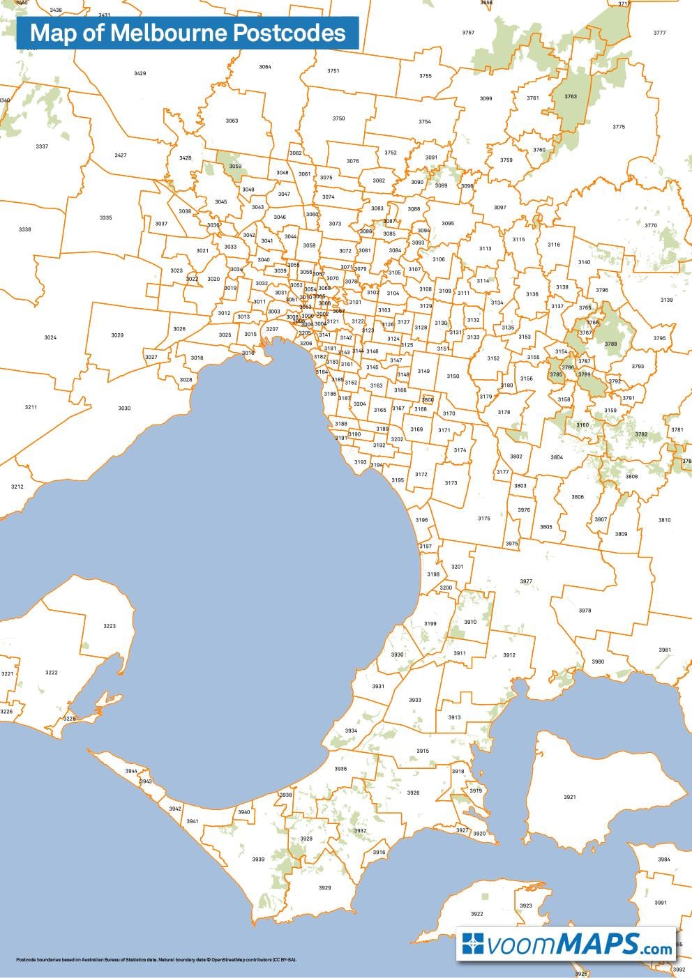 नक्शे के मेलबोर्न postcodes