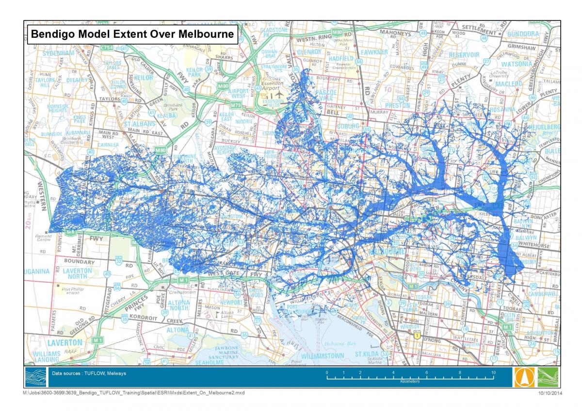 नक्शे के मेलबोर्न में बाढ़