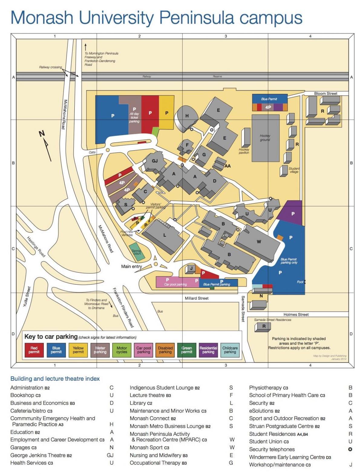 मोनाश विश्वविद्यालय के एक कैम्पस का नक्शा