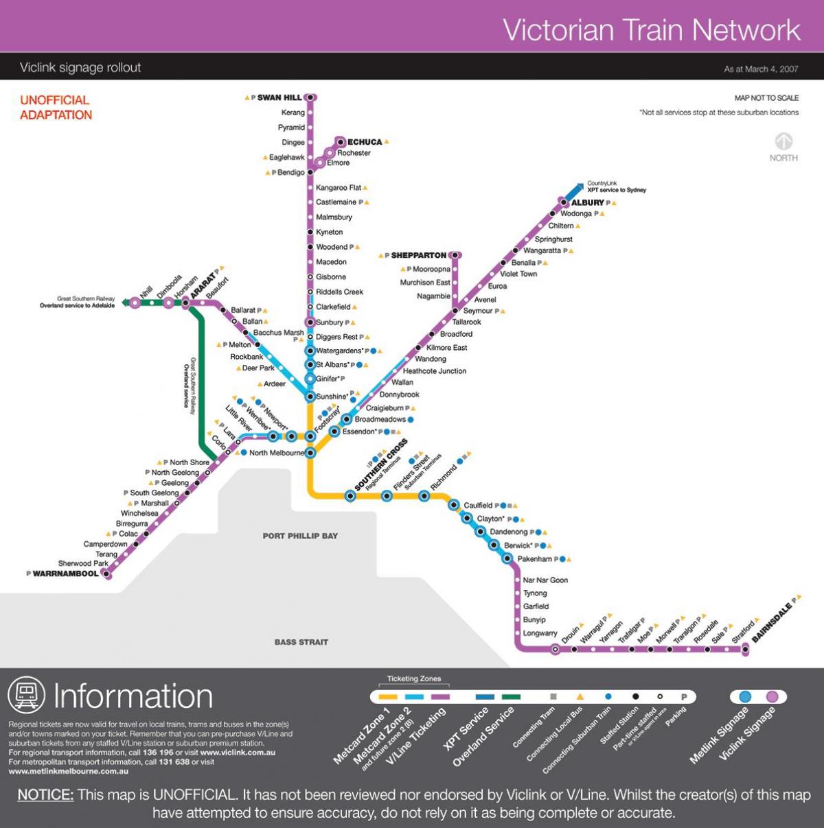 vline ट्रेन का नक्शा