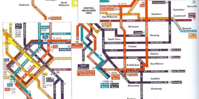 मेलबोर्न में सार्वजनिक परिवहन के नक्शे