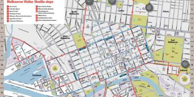 मेलबोर्न शहर के आकर्षण का नक्शा