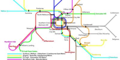 मेट्रो ट्रेन का नक्शा मेलबोर्न